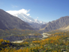 Karimabad / Baltit - Northern Areas, Pakistan: the village and the Hunza Valley seen from Baltit fort - KKH - photo by D.Steppuhn