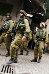 Hebron, West Bank, Palestine: young Israeli soldiers patrol the streets - Tzahal -  Israel Defense Forces - IDF - photo by J.Pemberton