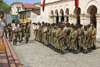 policemen are concentrated in Portobello during the  devil and congo festival. Portobello, Coln, Panama, Central America - photo by H.Olarte