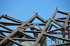 Panama City / Ciudad de Panama: Amador causeway - steel beams - roof structure of the Bridge of Life Museum of Biodiversity, architect Frank Gehry - photo by M.Torres