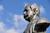 Panama City / Ciudad de Panama: Casco Viejo - Plaza de Francia - bust of Ferdinand de Lesseps, developer of the Suez Canal, took the first steps towards the construction of the Panama canal - photo by M.Torres