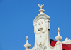 Panama City / Ciudad de Panama: Casco Viejo - Plaza Bolivar - Saln Bolivar - Palacio Bolivar - cross and magic lamp on a gable - photo by M.Torres