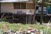 Panama City / Ciudad de Panama: shabby Evangelic church on stilts - Iglesia El Espiritu de Gracia - Curundu - photo by H.Olarte