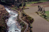 Urubamba river, Cuzco region, Peru: the Urubamba river winds through the Sacred Valley of the Inca  railway and agricultural land - Inca Trail - photo by C.Lovell