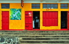 Anse Quitor, Rodrigues island, Mauritius: colourful grocery store - Creole architecture - photo by M.Torres