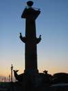 Russia - St. Petersburg: Rastral column at night (photo by D.Ediev)