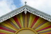 Charlestown, Nevis, St Kitts and Nevis: the colorful Caribbean architecture - detail of a gable with ornate eaves - photo by M.Torres