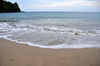 Praia Micond, Cantagalo district, So Tom and Prcipe / STP: secluded beach on a gray day / praia num dia cinzento - photo by M.Torres