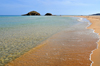 Baia di Chia, Domus de Maria municipality, Cagliari province, Sardinia / Sardegna / Sardigna: beach - islets and calm, warm waters - Spiaggia di Baia Chia / Spiaggia Sa Colonia - photo by M.Torres