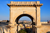 Cagliari, Sardinia / Sardegna / Sardigna: Bastione Saint Remy commands extensive views - designed by the engineer Giuseppe Costa - Arc de Triomphe in white and yellow limestone - quartiere Castello - photo by M.Torres