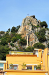 Baunei, Ogliastra province, Sardinia / Sardegna / Sardigna: cross on the scarp above the SS125 road - photo by M.Torres