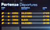 Cagliari, Sardinia / Sardegna / Sardigna: departures board at the central train station - trains to Iglesias, Oristano, Olbia - Stazione Ferrovie dello Stato - photo by M.Torres