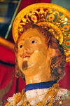 Cagliari, Sardinia / Sardegna / Sardigna: Statue of St Ephysius / Sant'Efisio - close up - Roman soldier under Emperor Diocletian - near Brindisi he had a vision of the Cross and converted to Christianity - martyr of the Catholic Church - Chiesa di Sant'Efisio - quartiere di Stampace - photo by M.Torres