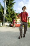 Western Slovakia / Zpadoslovensk - Trencn: student on his way (photo by P.Gustafson)