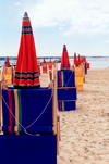 Slovenia - Portoroz: beach - the deck chairs take a rest - photo by M.Torres