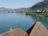 Switzerland - Suisse - Montreux: Chateau de Chillon - view of Montreux and Lac Lman (photo by Christian Roux)