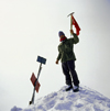 Mount Ararat, Agri Province, East Anatolia, Turkey: mountain climber at the top - mountaineering - Walter Allgwer self portrait - photo by W.Allgwer