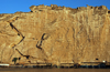 Hasankeyf / Heskif, Batman Province, Southeastern Anatolia, Turkey: stairs and caves carved on the limestone cliff rising vertically above the river Tigris - photo by W.Allgwer