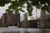 Cambridge, Greater Boston, Massachusetts, USA: Longfellow Bridge seen from Charles River Park on the Boston side - Salt-and-Pepper Bridge - steel rib arch bridge - photo by C.Lovell