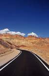 Death Valley National Park, California, USA: Artist Drive - curvy, one-way, one lane road leading up to the edge of the Black Mountains - photo by M.Torres