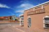 Socorro, New Mexico, USA: Juan Nepomuceno Garcia House, Abstrat Office - New Mexican territorial style architecture - Town Hall in the background - Elfego Baca Heritage Park - photo by M.Torres