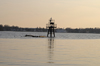 Bristol, Bucks County, Pennsylvania, USA: navigation light on the Delaware River - photo by N.Chayer