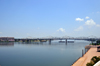 Louisville, Kentucky, USA: John F. Kennedy Memorial Bridge and the Louisville Riverwalk - cantilever bridge that carries Interstate 65 over the Ohio River, linking Louisville, Kentucky and Jeffersonville, Indiana - photo by M.Torres