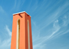 Layoune / El Aaiun, Saguia el-Hamra, Western Sahara: Spanish Cathedral - bell tower and sky - photo by M.Torres